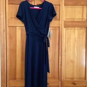 Eliza J Knit Navy Blue Maxi Dress Size 12
